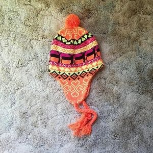 Unisex knitted ski winter hat. Crocheted.